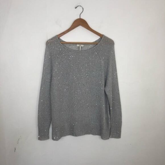 Joie Gray Silver Sequin Pullover Sweater Alpaca wool Blend - Picture 1 of 12